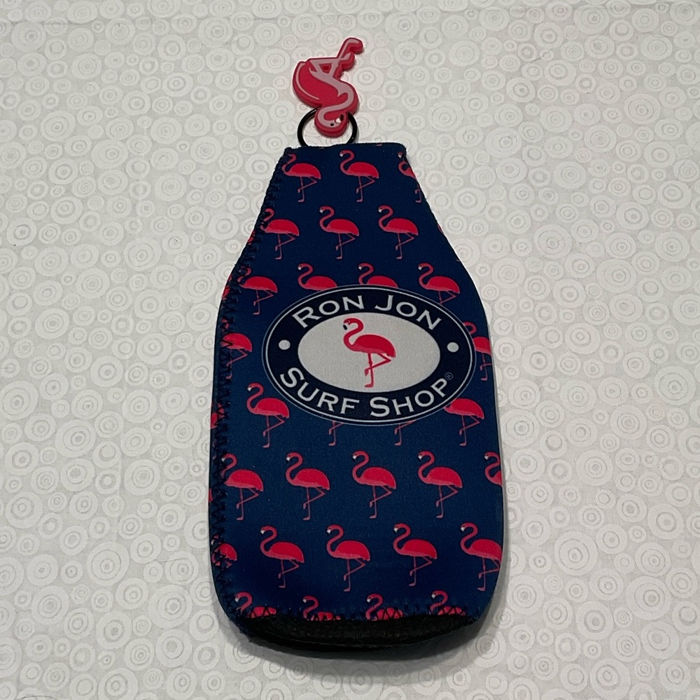 Ron Jon Surf Shop Blue and Pink Flamingo Bottle Holder/Opener